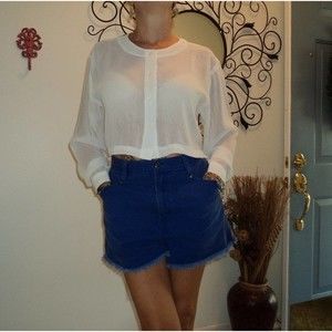 SOLD Vtg 90s Sheer Cropped Blouse - Mod Retro Hippie - Sm/Med